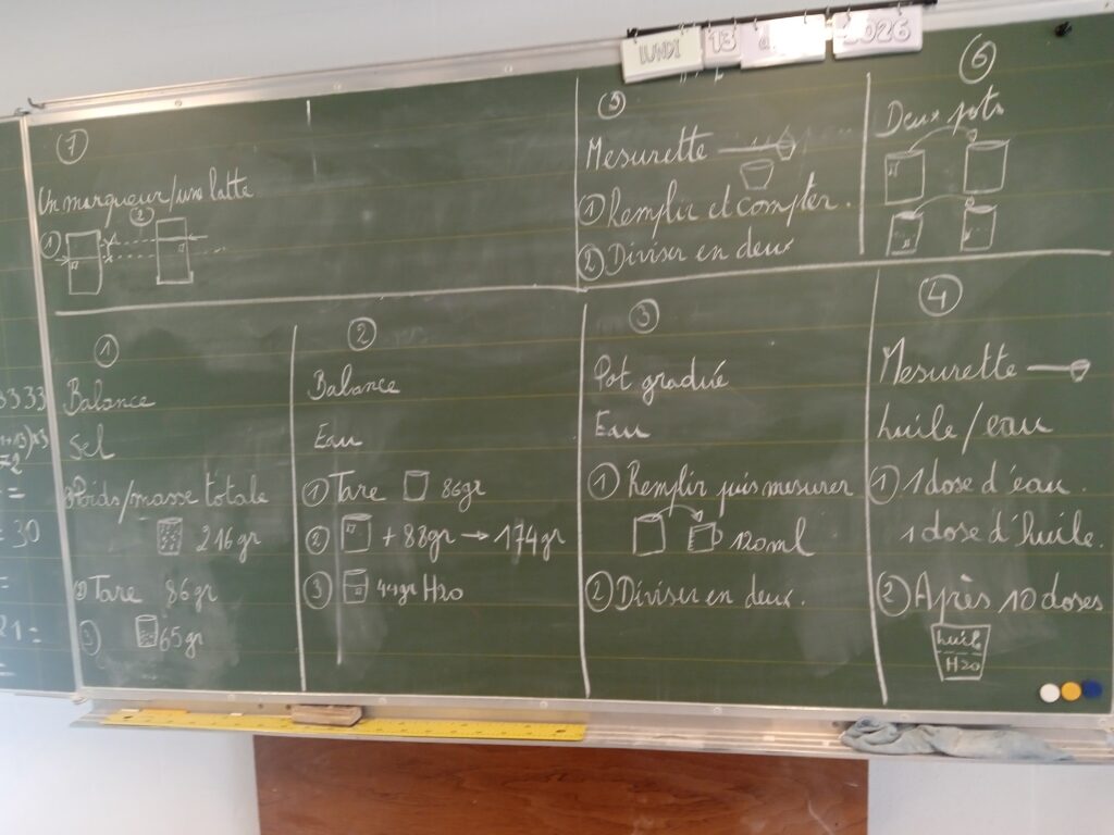 Remplir un pot à moitié.